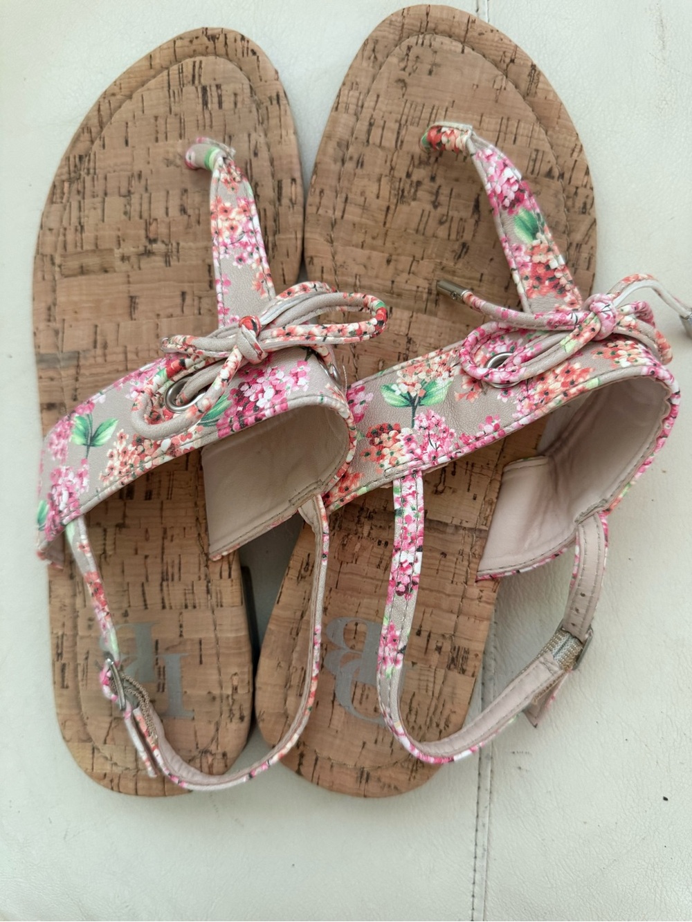 Dana Buchman Pink Floral Cork Flat Sandals